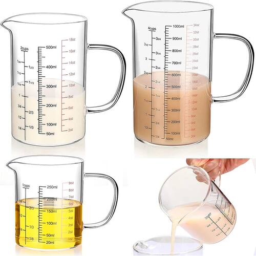 High Borosilicate Glass Measuring Cups Clear Glass Scale Cup