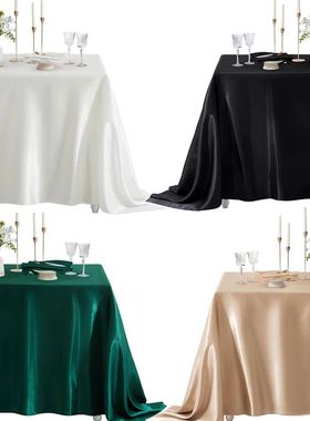 Rectangle Satin Tablecloth Wedding Table Cloth White Black f