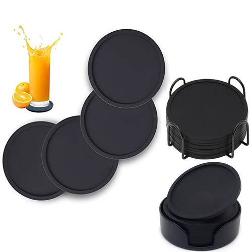 Silicone Drink Coasters with Holder Outdoor Cup Mat for Hot