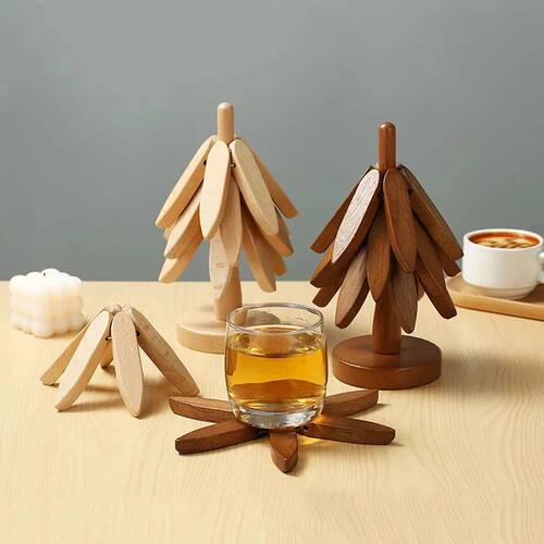 Christmas Tree Insulation Mat Solid Wood Dining Table Coaste