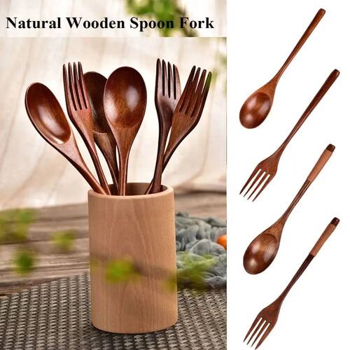 High Quality Natural Wooden Spoon Handmade Wooden Fork Utens