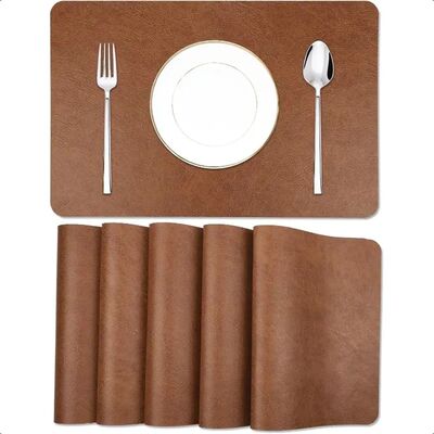 Cowhide Pattern Faux Leather Placemats ,Heat Resistant Non-S