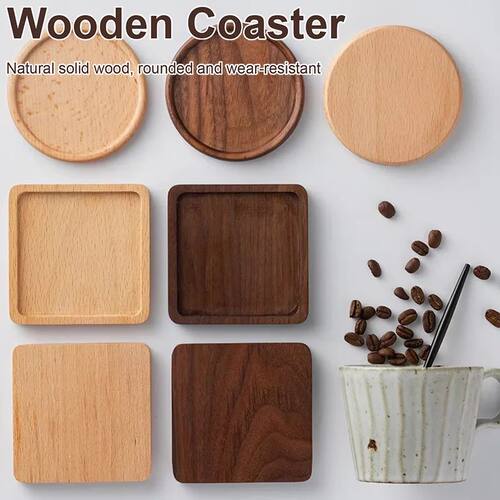 Wood Coasters for Drink Beech Coasters Heat Resistant Round