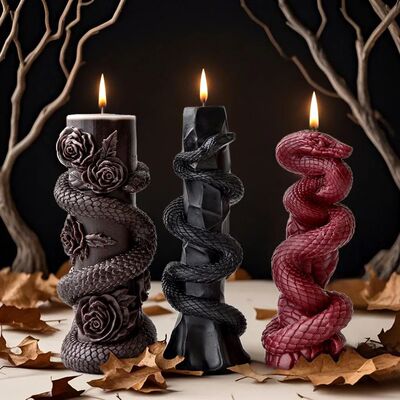 DIY Relief Snake Pillar Candle Mold Halloween Creative Aroma