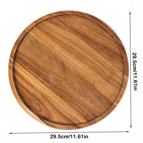 Decorative Tray Round Dinner Plate Wooden Large Wood Platte