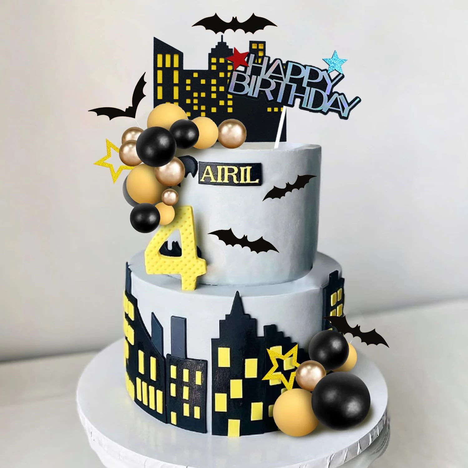 37 PCS Bat Cake Topper Happy Birthday Cake Decorations for B