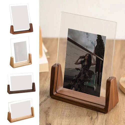 Walnut/Beech Creative Photo Frame Acrylic U Shape Transparen