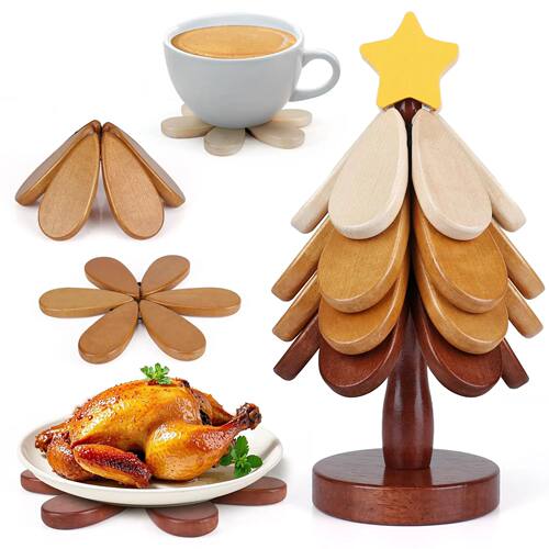 Wooden Trivets for Hot Dishes, Trivet Tree Christmas Tree Tr