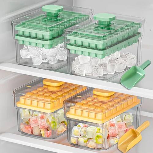 Ice Trays for Freezer with Lid & Bin, Ice Cube Tray Making 6