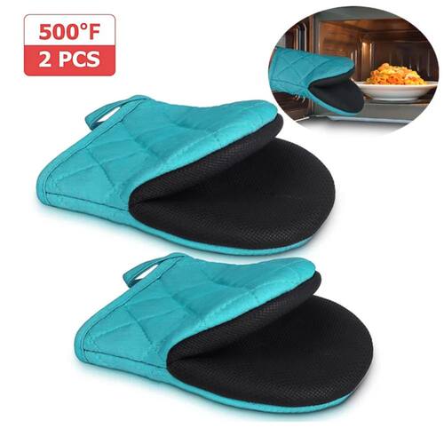 1 Pair Kitchen Oven Gloves High Heat Resistant Short Oven Mi