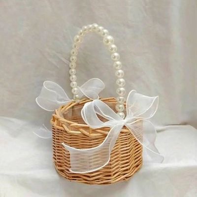Willow Rattan Woven Wedding Basket Wicker Half Moon Storage