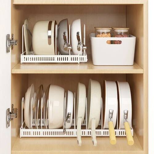 Pot Rack Bowl and Plate Storage Rack Multi-layer Retractable