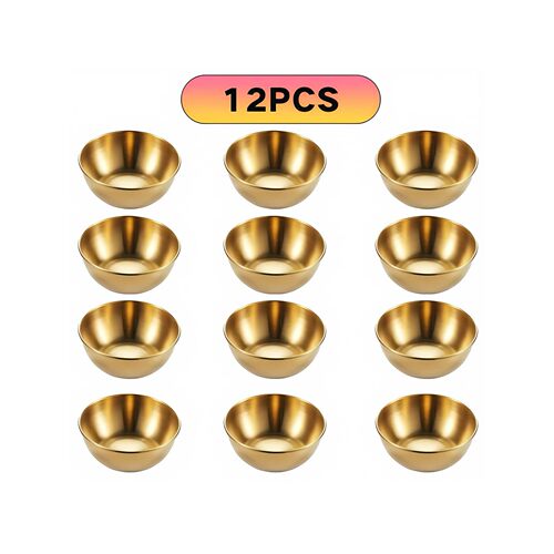 2/4/12pcs Stainless Steel Golden Sauce Dishes Appetizer Seas