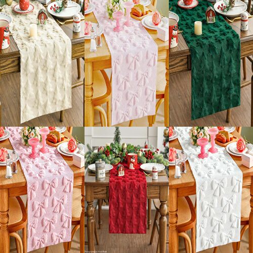 Three-dimensional Plush Bow Christmas Tree Table Runner Rest