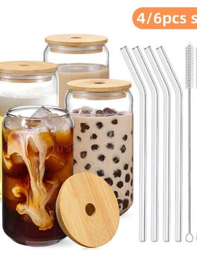 550ml/400ml Glass Cup With Lid and Straw Transparent Bubble