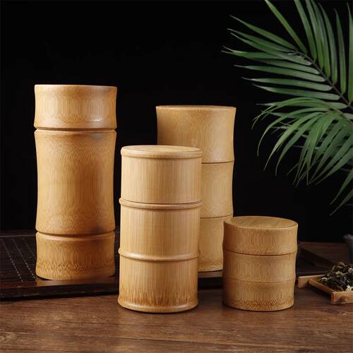 Natural Bamboo Food Storage Box Tea Nut Spice Storage Box Te