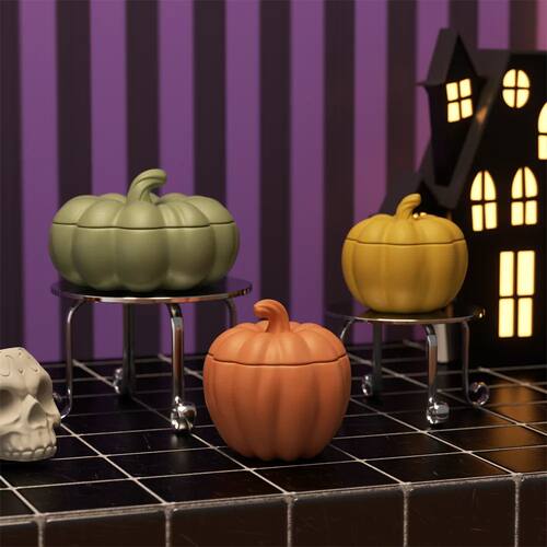 Nicole Flat Pumpkin Candle Jar Molds for Concrete Halloween