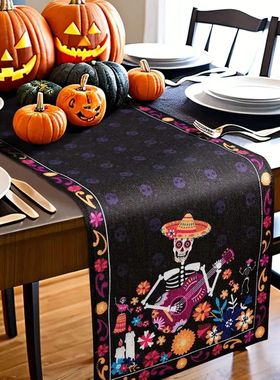 Mexican Day of The Dead Sugar Skull Table Runners Fiesta Par