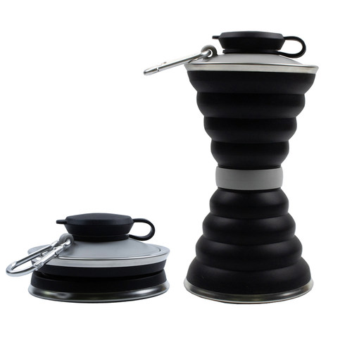 500ML Silicone Water Bottle Cup Foldable Leak Proof Portable