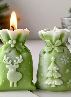 Christmas Gift Bag Candle Silicone Mold DIY Xmas Decor Handm