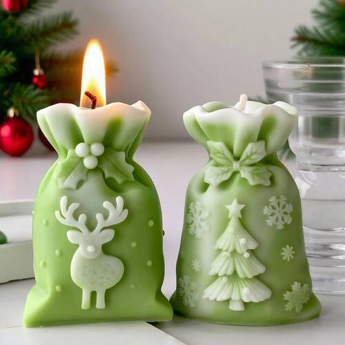 Christmas Gift Bag Candle Silicone Mold DIY Xmas Decor Handm
