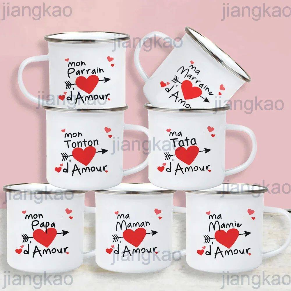 I Love Mom Dad Aunt Uncle Grandpa Grandma Print Enamel Mug O