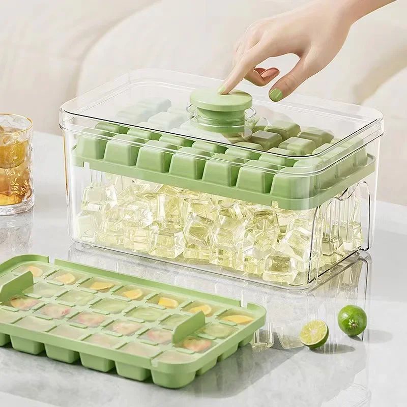 Press Type Ice Cube Tray With Storage Box Ice Cube Maker Ice
