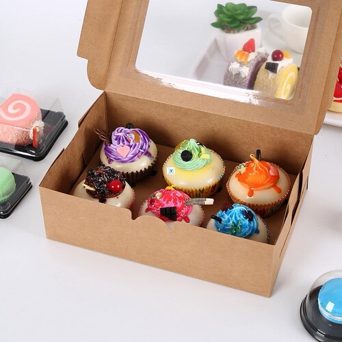 10Pcs Bread Box Kraft Paper Cupcake Box Bakery Cake