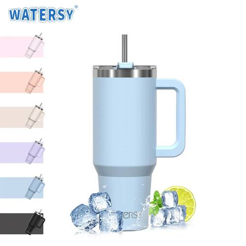 Watersy 40oz/1200ml Tumbler with Handle & Straw Lid Stainles