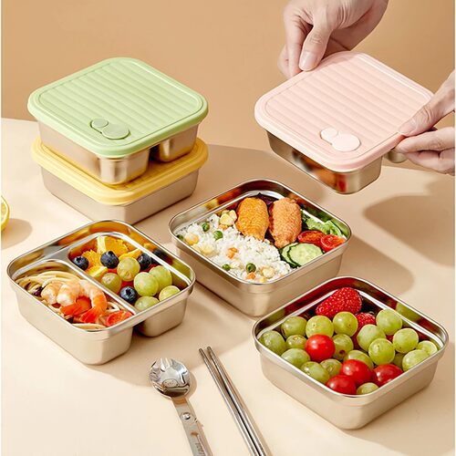 WORTHBUY 304 Stainless Steel Lunch Box With Lid Portable Fru