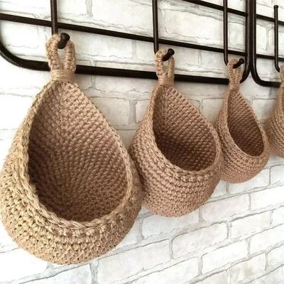 Handwoven Hanging Wall Fruit Vegetable Basket Organizer Cont