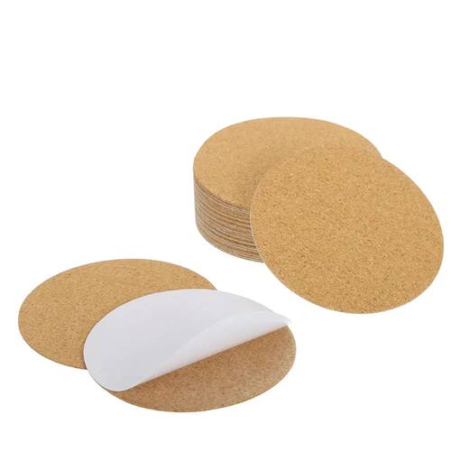 20pcs Round Self-Adhesive Cork Coasters 10mm Square Cork Mat