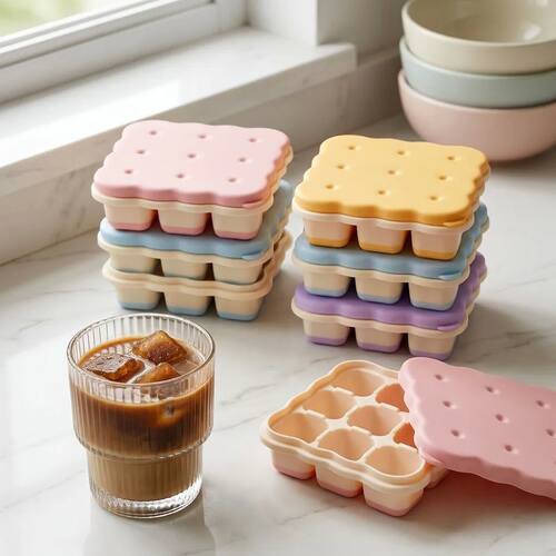 1/2/4pcs Mini 9 Grids Plastic Ice Mold With Lid Reusable Ice