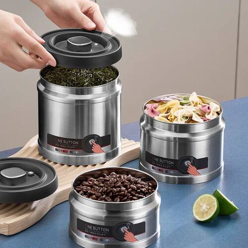 Vacuum Sealed Jug Coffee Beans Stainless Steel Airtight Cont