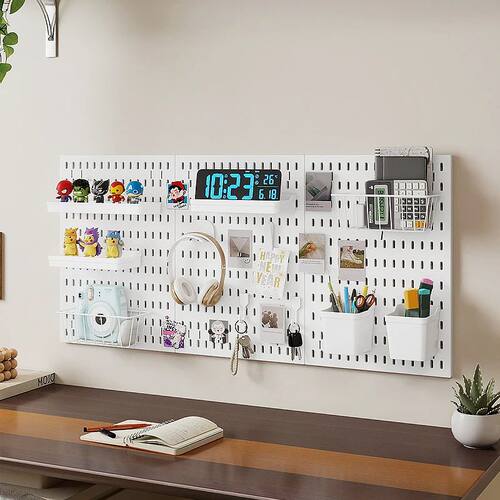 No-Holes Home Organization | This Wall Pegboard Displays & O
