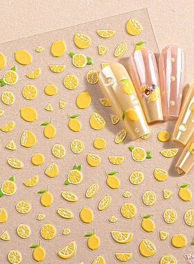 1PCS 5D Summer Lemon Nail Art Sticker Emboss Fruit Self-Adhe
