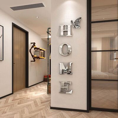 HOME Home Logo 3D Mirror Wall Sticker, Entrance Decoration,