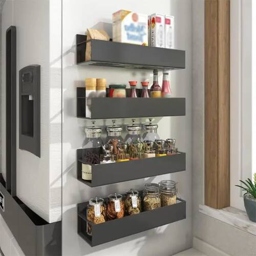 Magnetic Fridge Shelf Spice Storage Rack Refrigerator Side S