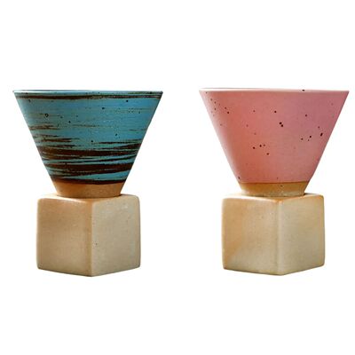 1Pack Ceramic Coffee Cup with Base 100mlCreative Triangular