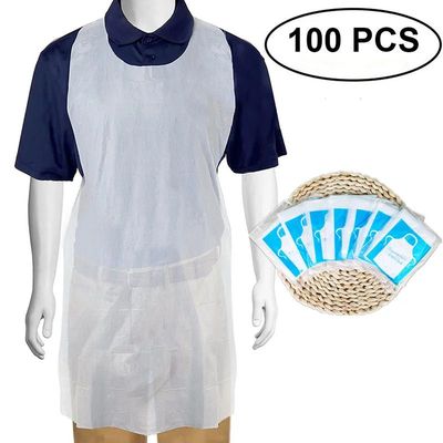 100PCS Disposable Kitchen Aprons Plastic Waterproof Apron In