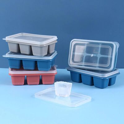 Reusable 6 Grids Ice Cubes Maker Mold With Lid Silicone Ice