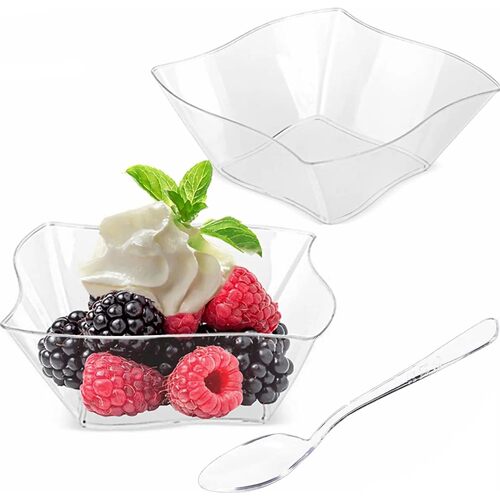 25/50 pcs Clear Plastic Dessert Cups  Appetizer Plates Bowls
