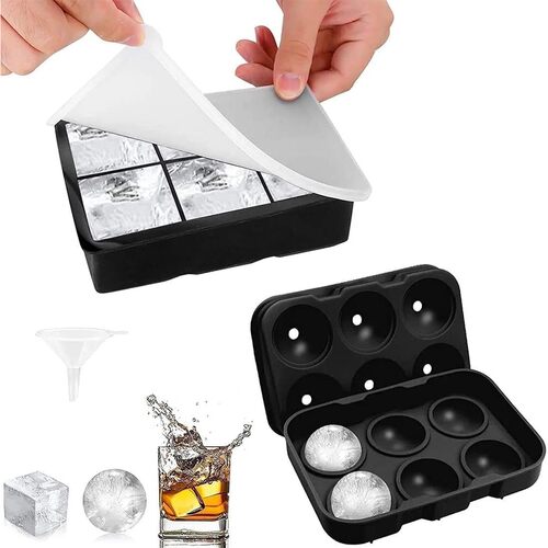 Silicone ice cube tray, large round ice cubes and square ice