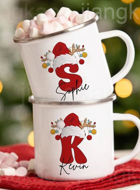 Personalized Christmas Mug Initial with Name Holiday Cup San