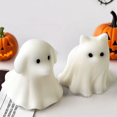 DIY 3D Spooky Cat Dog Silicone Candle Mold Cute Halloween Gh