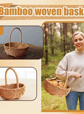Handmade Willow Rattan Woven Basket Wicker Multiuse Home Sto