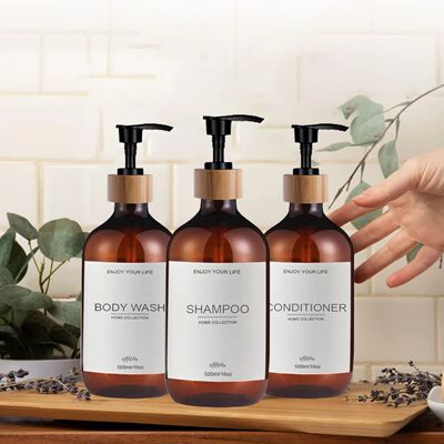 500ml Shampoo and Conditioner Bottles Dispenser 3 Pack Soap