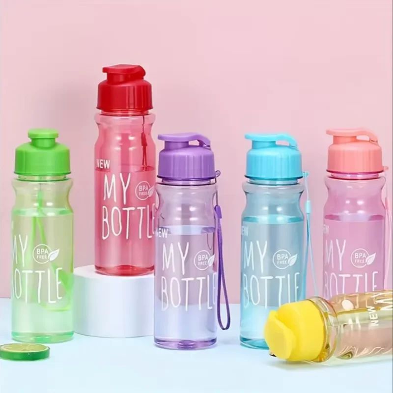 1pc 500ML Transparent Flip Top Water Bottle, Portable Water