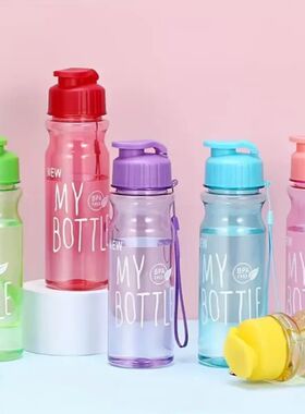 1pc 500ML Transparent Flip Top Water Bottle, Portable Water