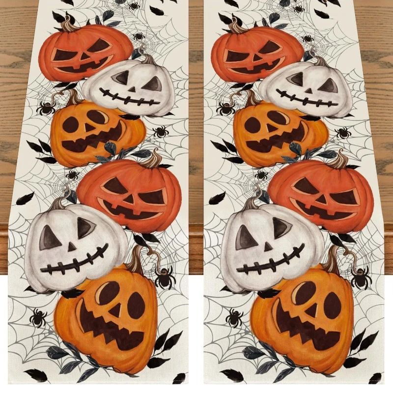 33*120cm Halloween Pumpkin Spider Web Bat Tablecloth Autumn